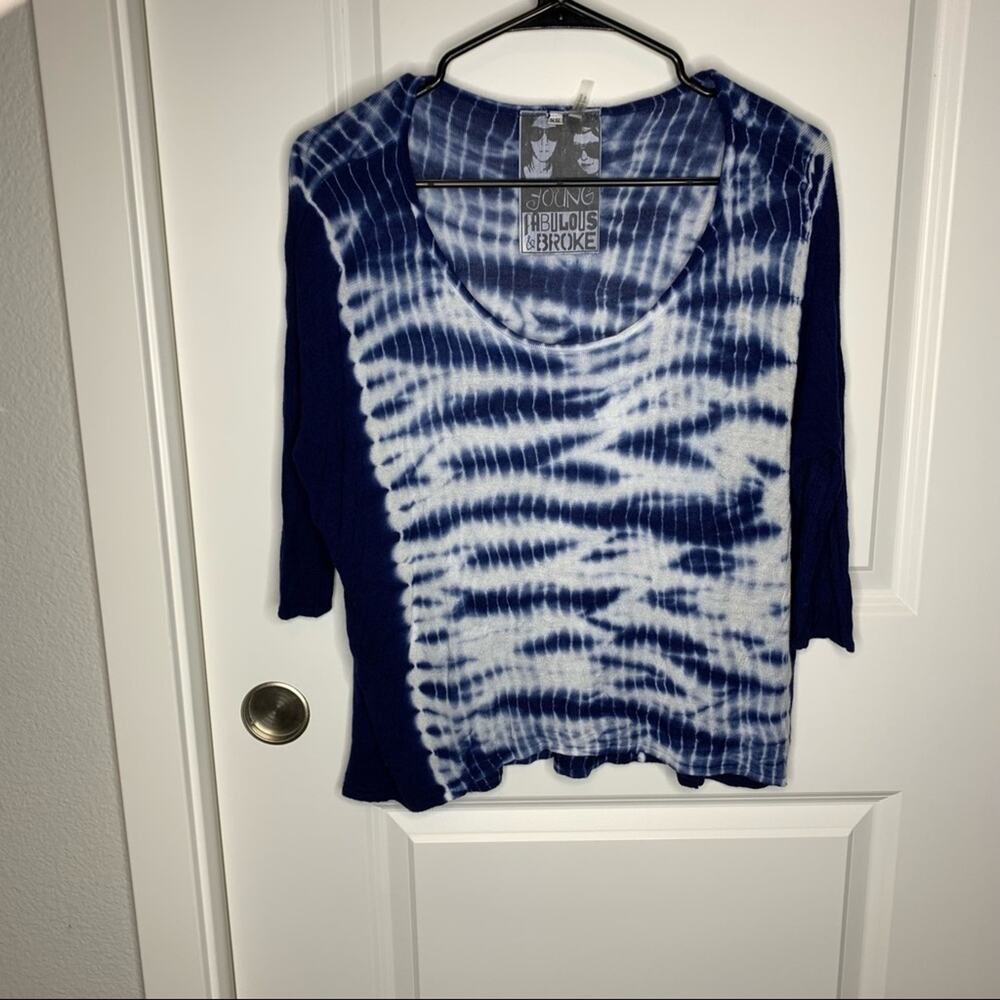 Young Fabulous & Broke Blue Tie Dye Knit Short Sleeve Top Size XS